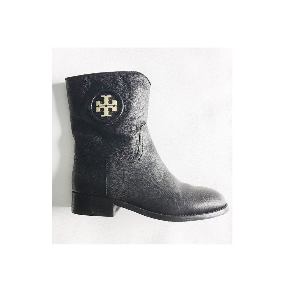Tory Burch Leather Logo Short Junction Booties